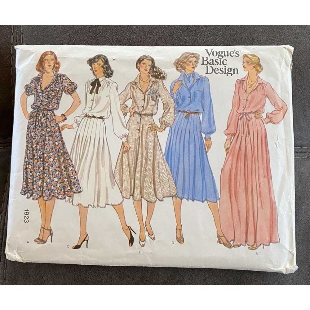 Womens Uncut Vogue 1923 Sewing Pattern Dress Career Casual Flare Size 14